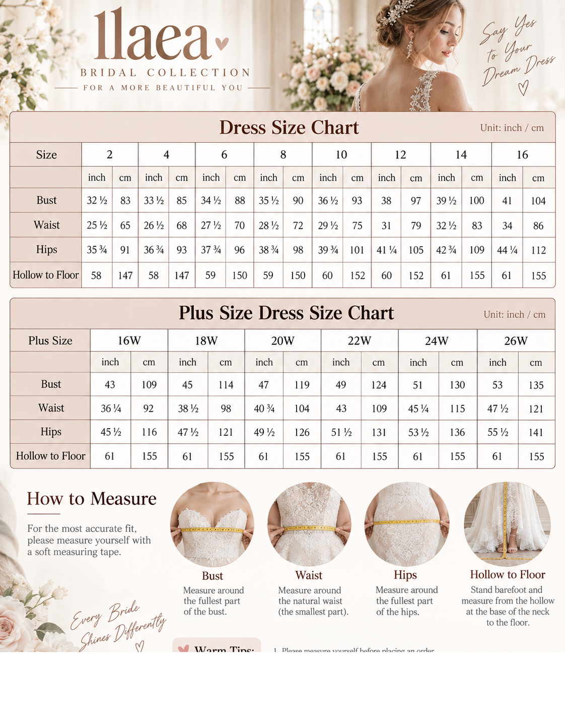 Llaea Elowen Long Sleeve Lace A-Line Wedding Dress with Floral Appliqué