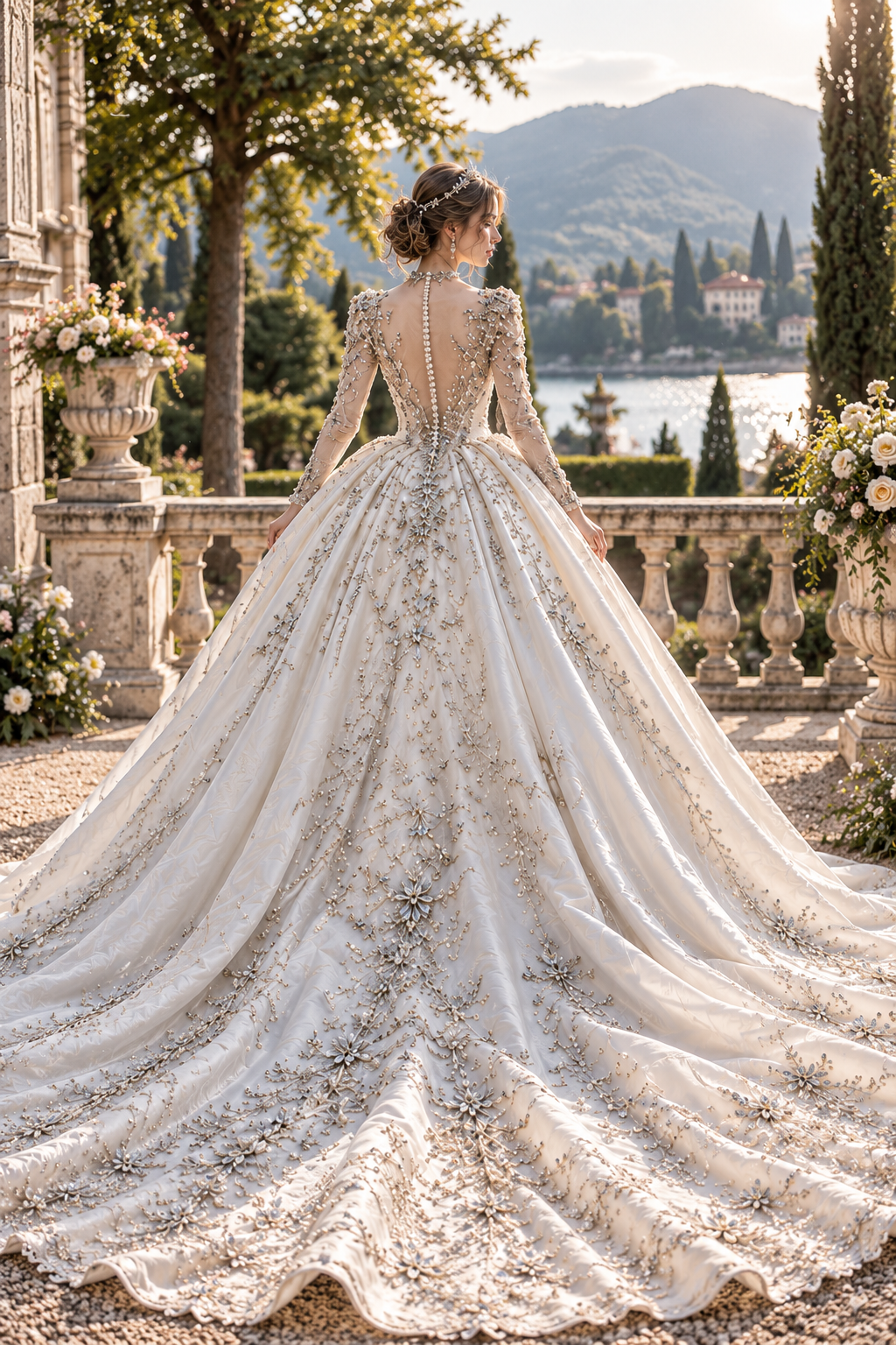 Llaea Aurelia Luxury Beaded Long Sleeve Ball Gown Wedding Dress